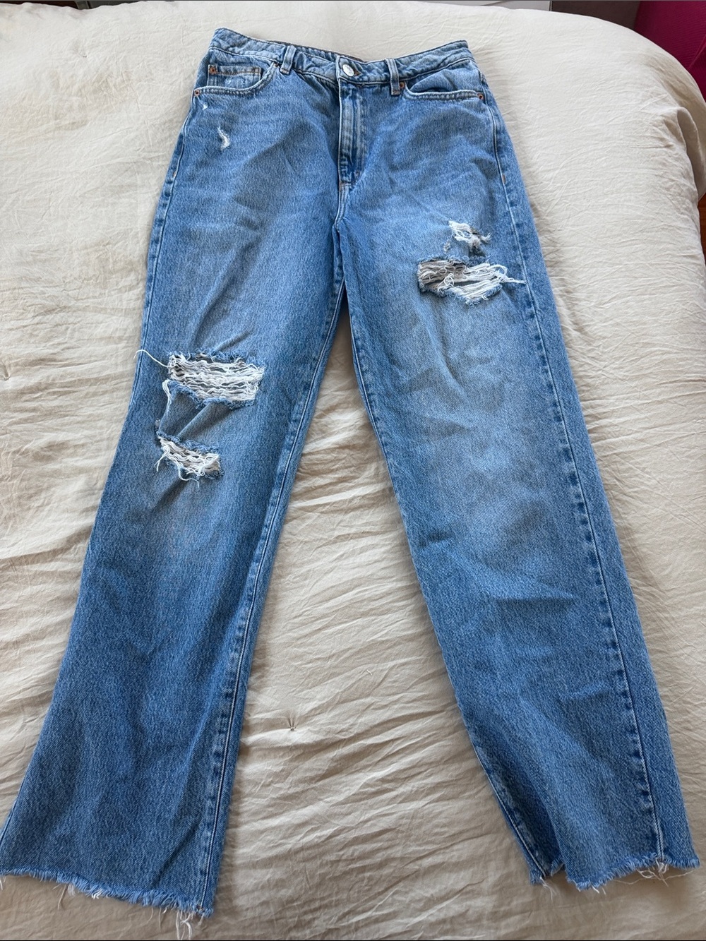 Garage Distressed Straight-Leg Jeans